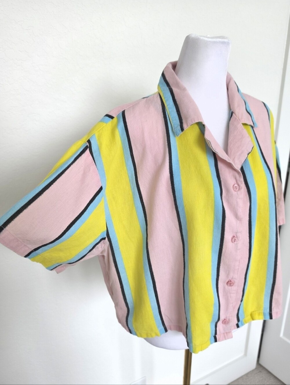 COLLUSION+ Pastel Striped Button-Up Shirt | Oversized Summer Top | UK 18 / US 14 - Picture 2 of 6
